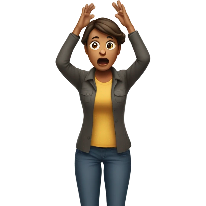 woman in horror hands up full body emoji