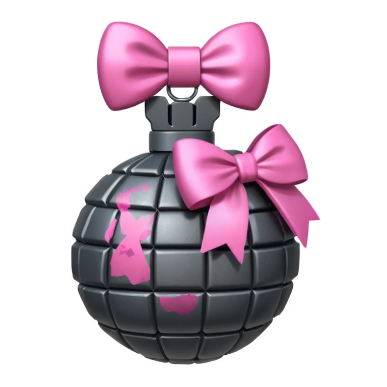 À grenade with a pinck bow emoji