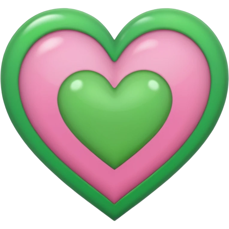 Half pink and half green heart emoji