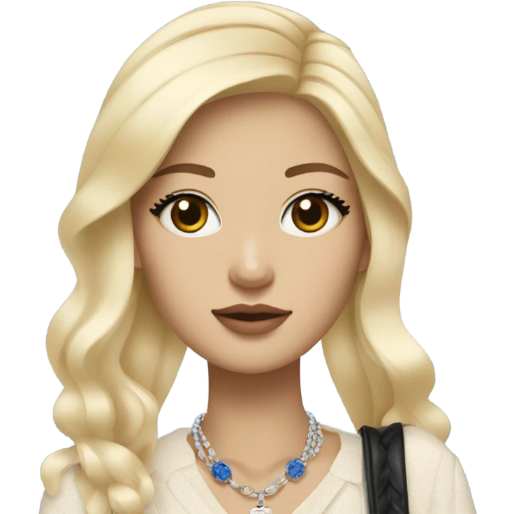 Blonde Chanel blue eyes Asian Girl with Birkin bag and Chanel necklace emoji