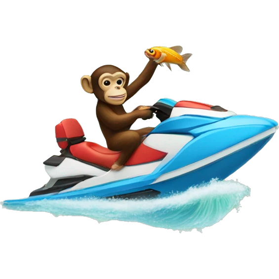 a monkey riding a fish like a jetski emoji