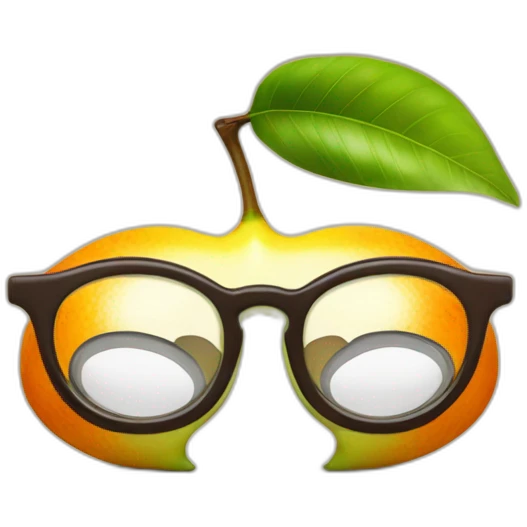 Mango fruit whith glases like a nerd emoji