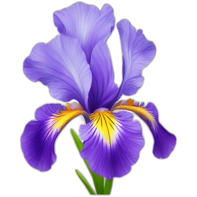 Iris flower with a rainbow behind emoji