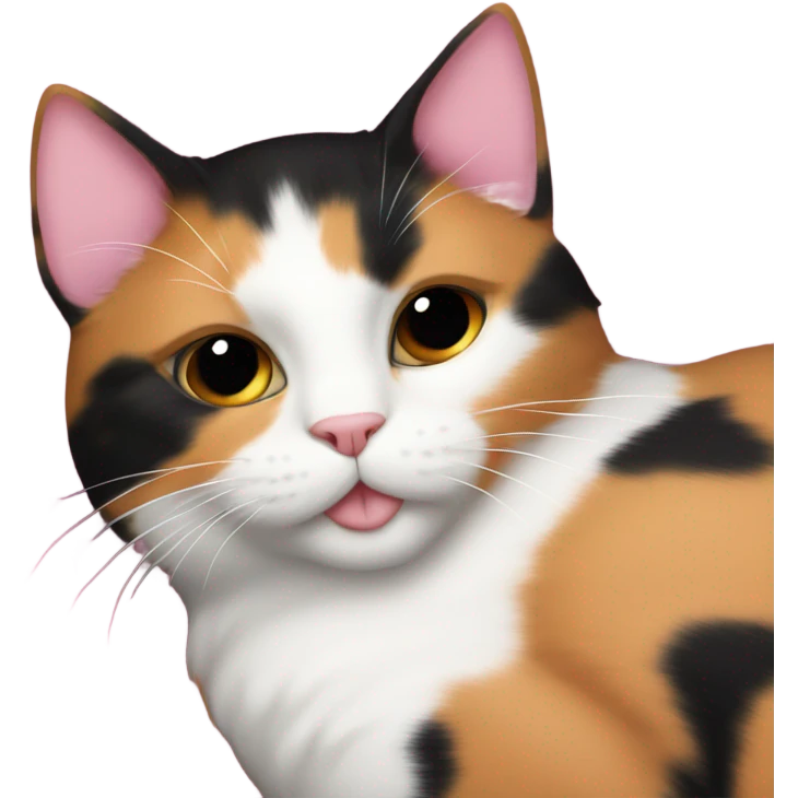 Calico Cat curled up on pink blanket emoji