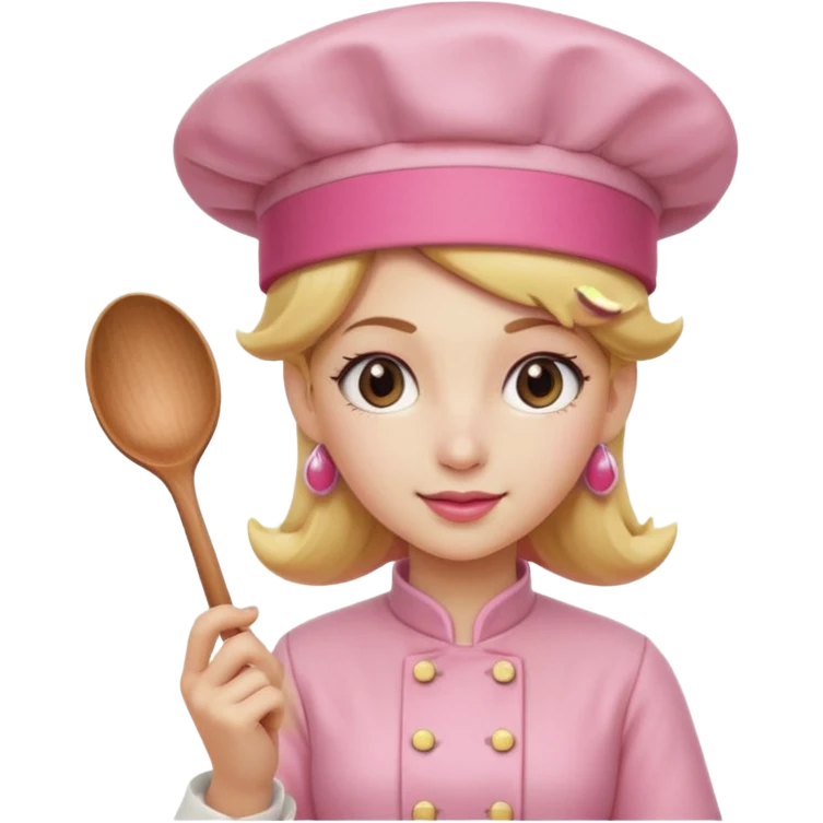 Pink chef hat princess peach with a hand and spoon emoji