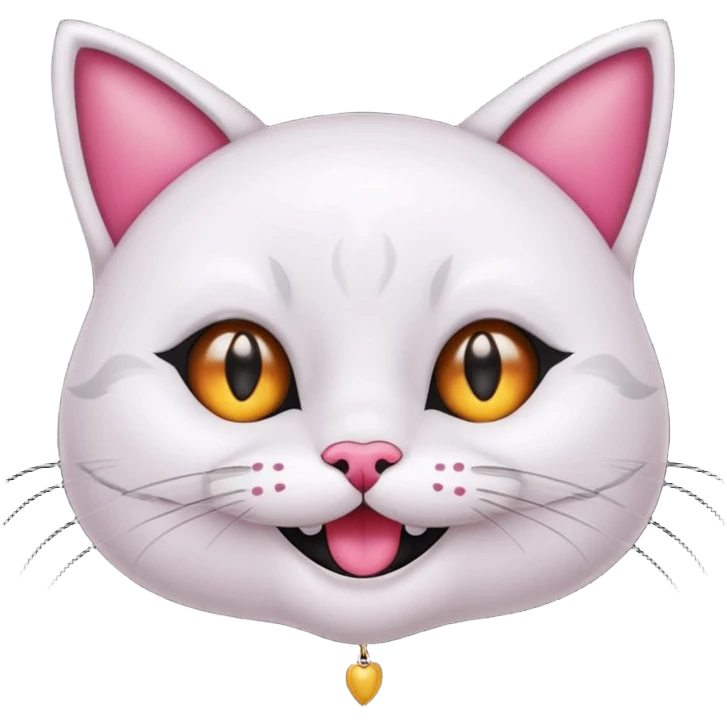 Gotito negro con ojos amarillo sonriendo feliz con los bigotes largos y disfraz de bruja de color rosa el disfraz con varita emoji