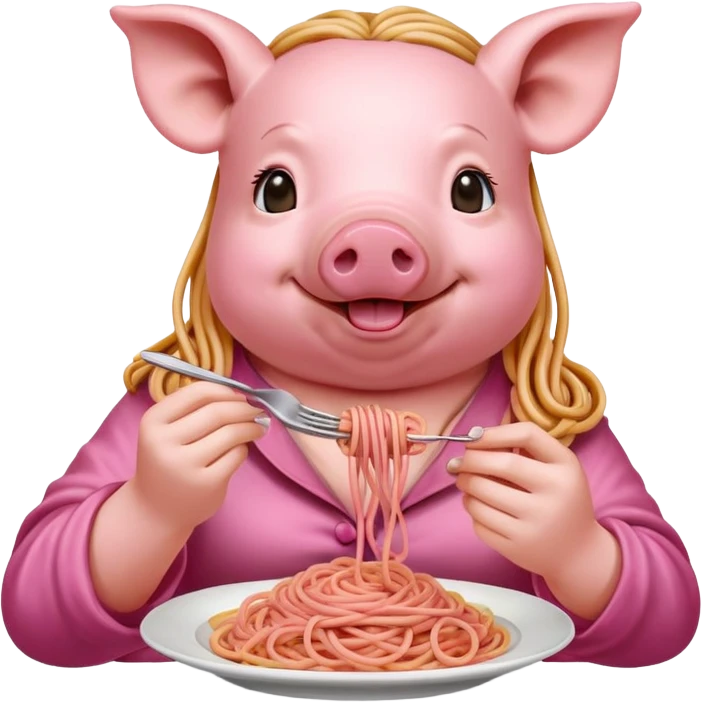   renaissance monalisa pig with pink spaghetti  emoji