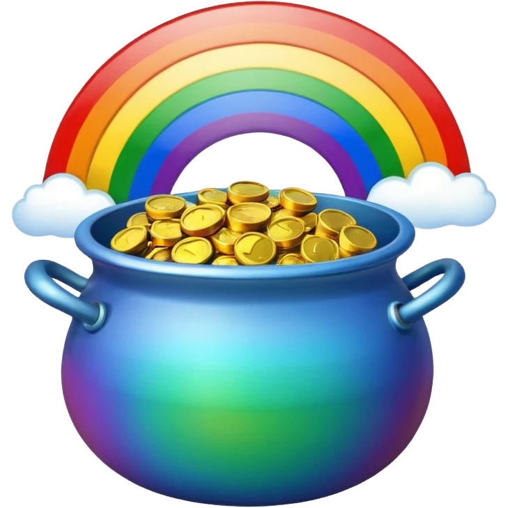 Realistic rainbow with pot of gold emoji