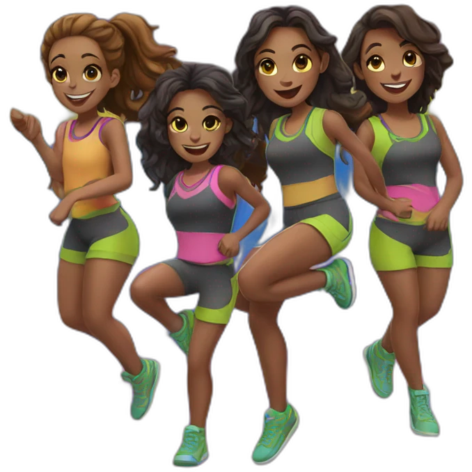 6 girls on a trampoline park  emoji