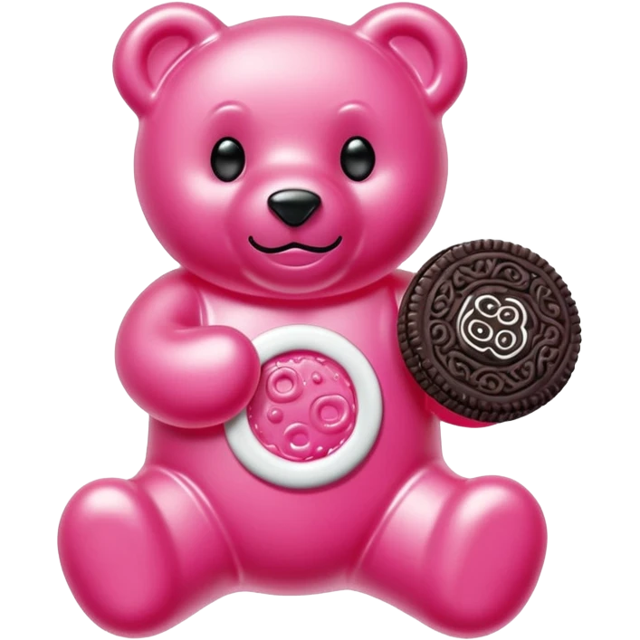 transparent pink gummy bear pink Oreo cookie emoji