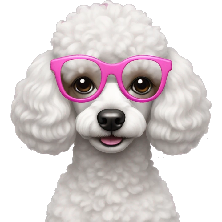 Poodle with pink glasses emoji