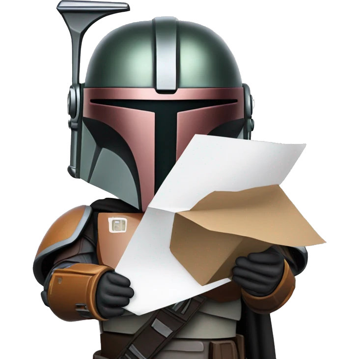 mandalorian holding a paper emoji