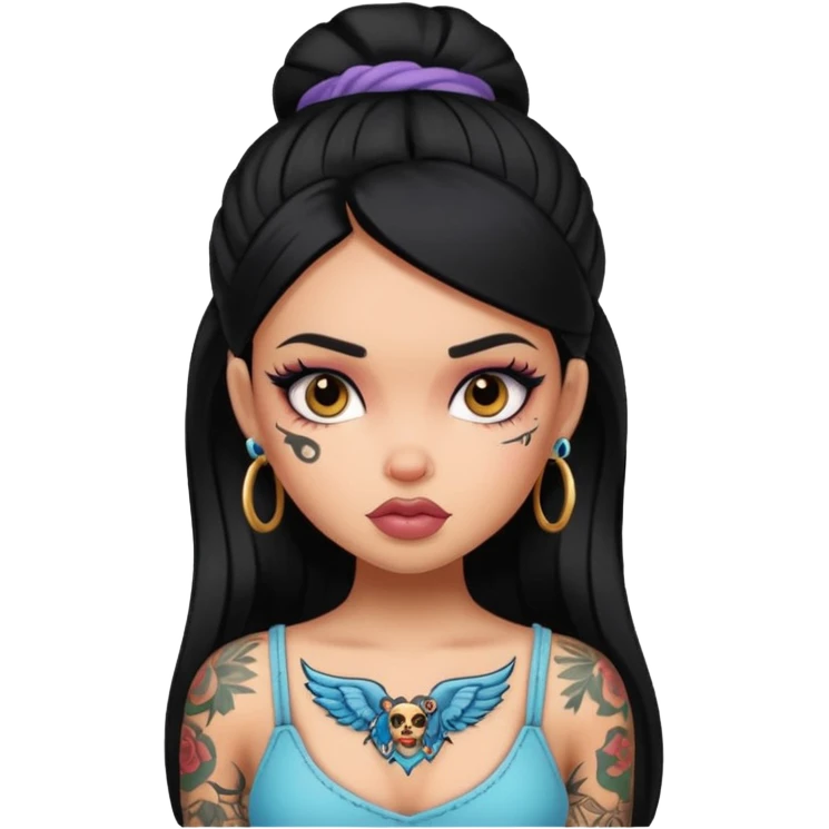 black haired pretty bratz baddie with tattoos emoji