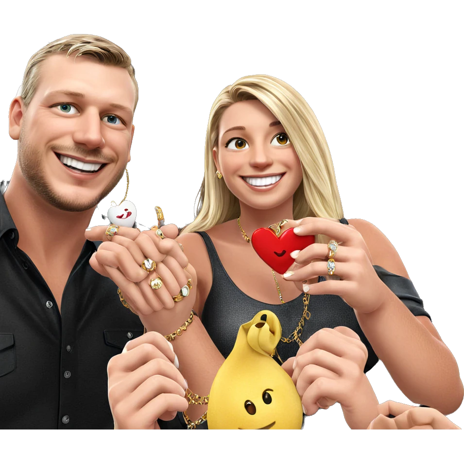 smiling couple with jewelry emoji
