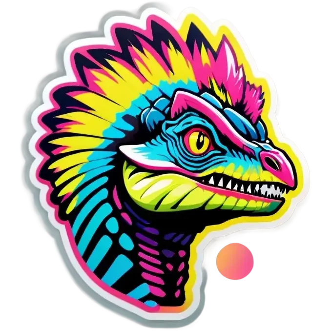 Vaporwave dilophosaurus head logo emoji