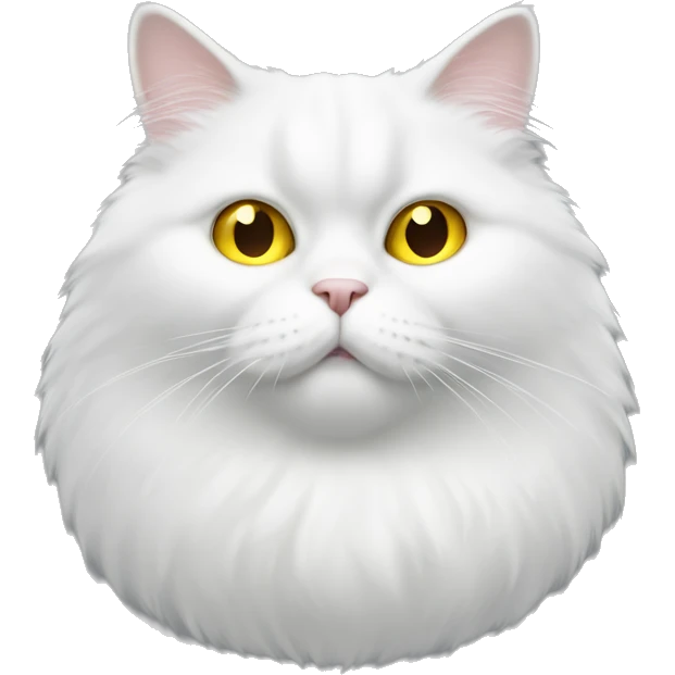 Fat fluffy white cat with yellow eyes emoji