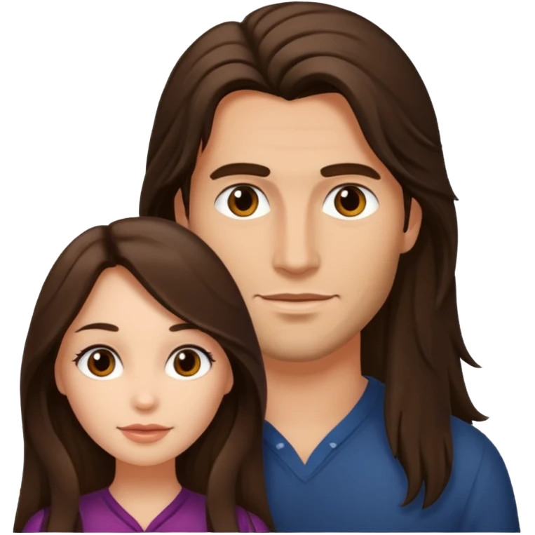 Brunette woman strapon long haired man emoji