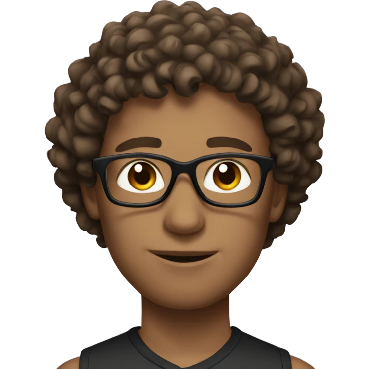 man with glasses, and short brown curly hair, with sportswear emoji