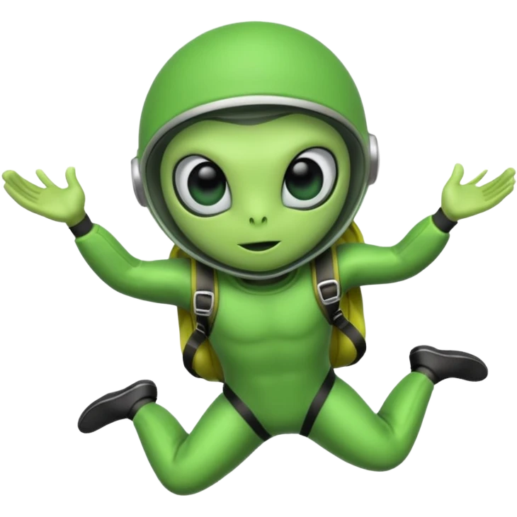 Skydiving alien with parachute emoji
