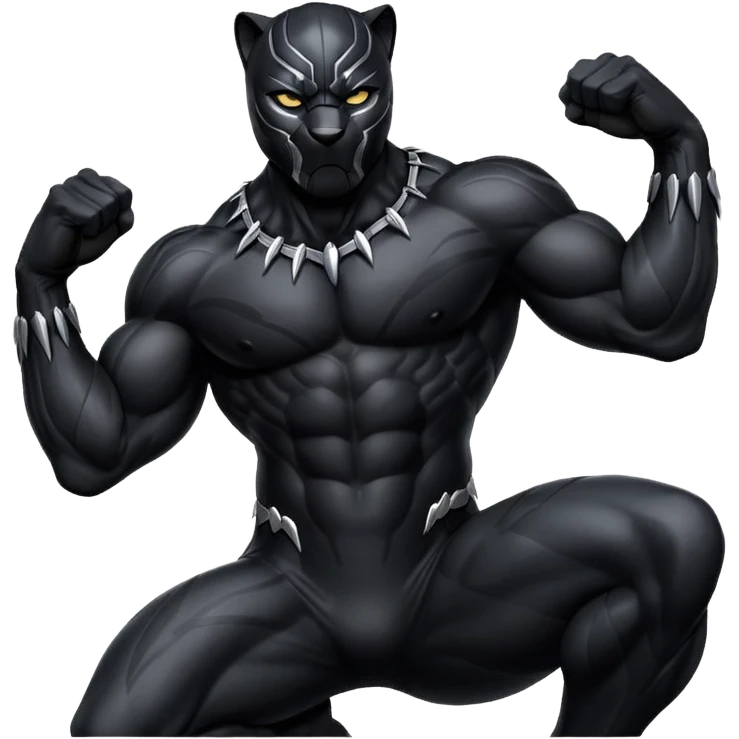 Black panther doing signature pose while standing crossing his claws on his chest emoji