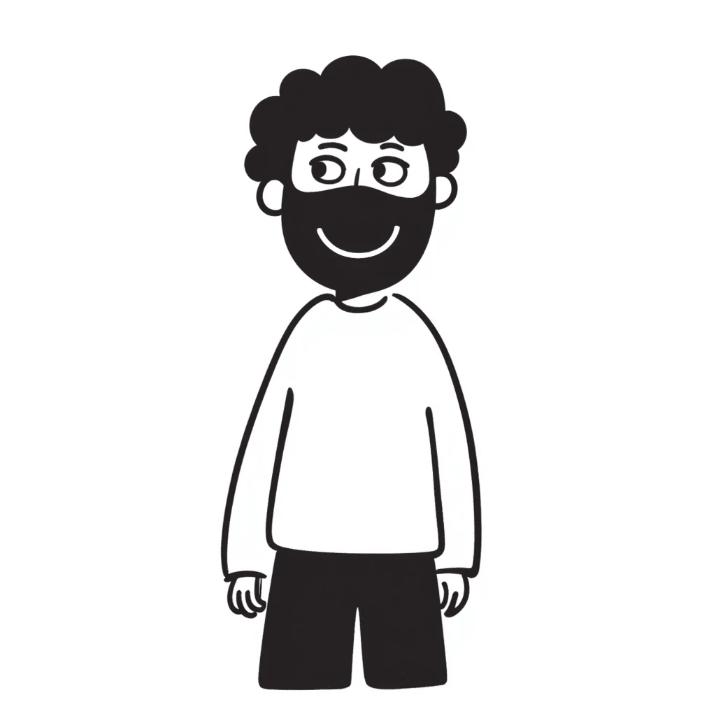 person with a happy emoji mask, sad eyes visible behind emoji
