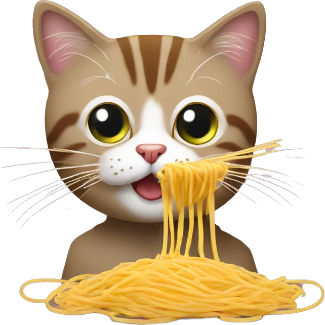 Un chat qui mange des spaghetti emoji
