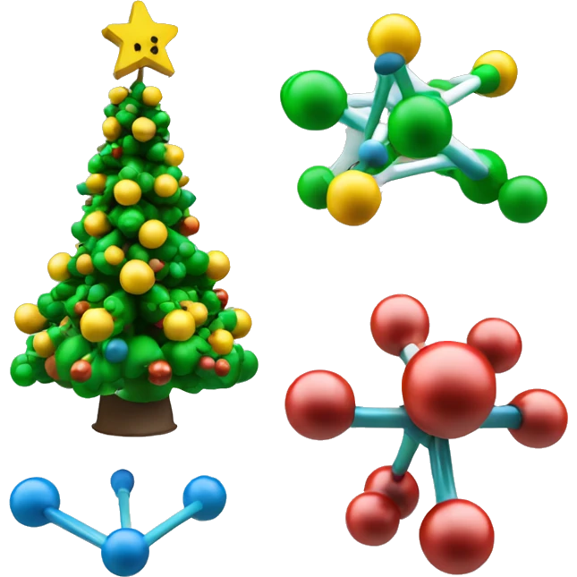 3D christmas tree using chemistry molecular model emoji