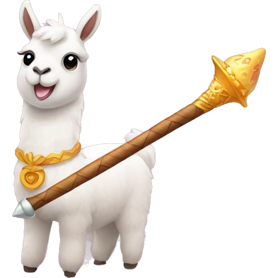 magic wand with an adorable llama behind it emoji