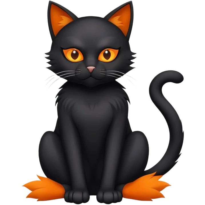 black cat full body sitting with a mask emoji