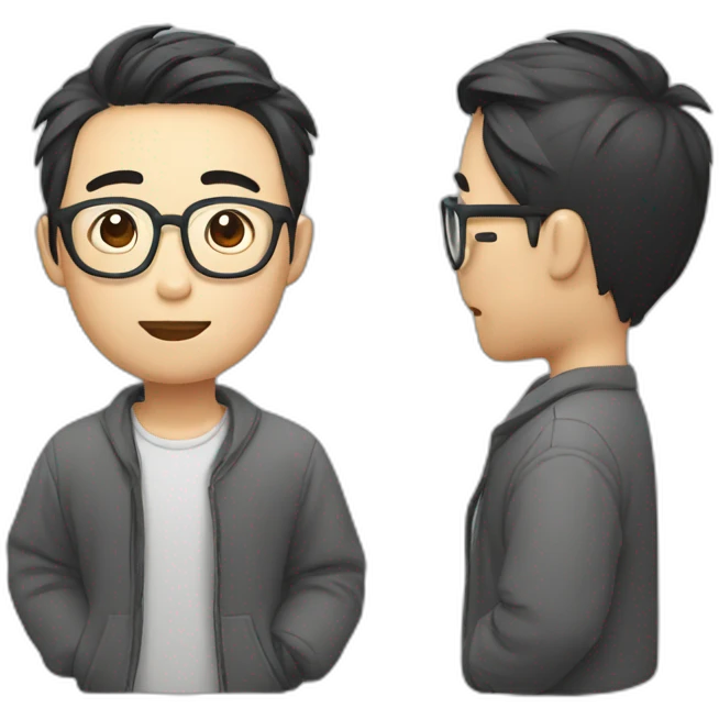 korean guy wearing thin glasses emoji
