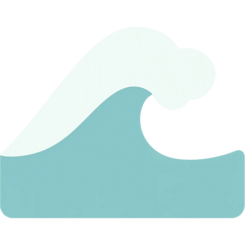 single sea wave with foam, color filled icon, flat and easy to recognize emoji
