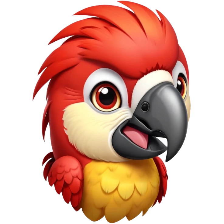 cinematic-cute-macaw-portrait-emoji,-head-tilted-playfully-and-inquisitively,-with-a-dazzling-red-plumage-and-round,-sparkling-eyes-filled-with-charm,-simplified-yet-irresistibly-adorable-features,-highly-detailed emoji
