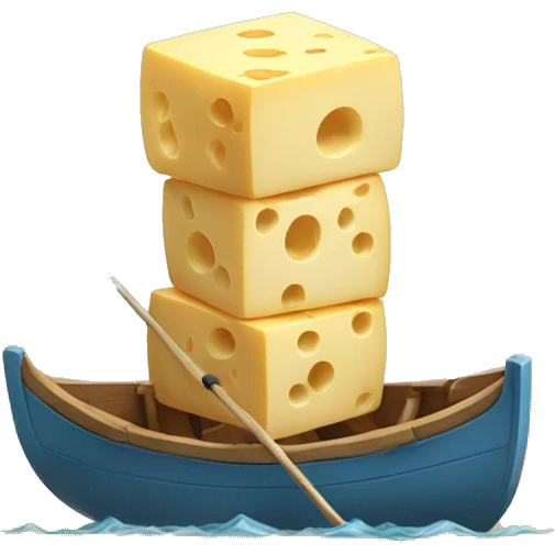 cheese cube rowing a boat emoji