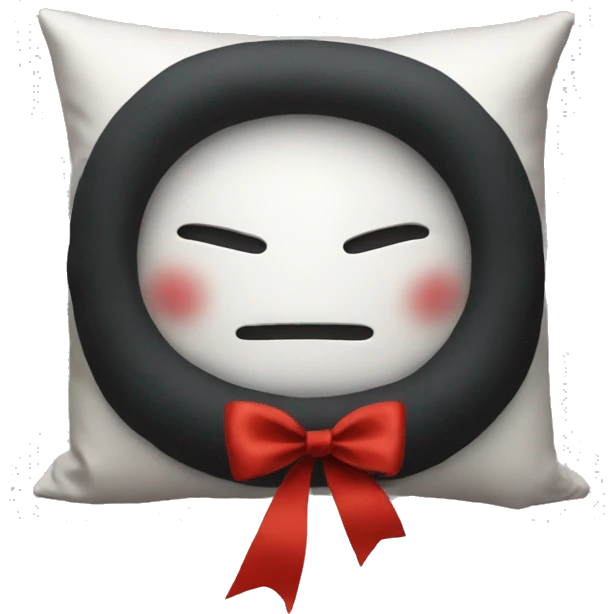 Aesthetic pillow no face with red ribbon emoji