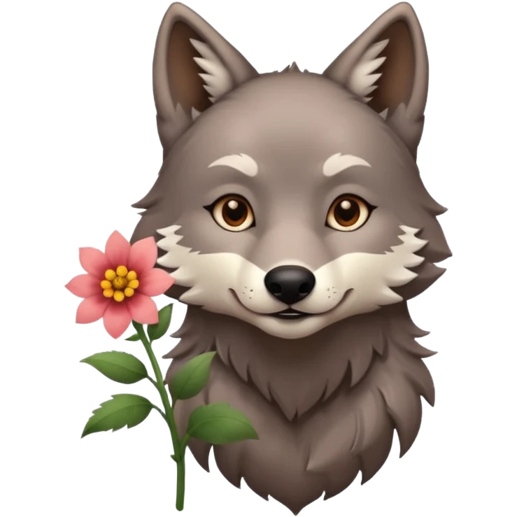 wolf holds flower emoji