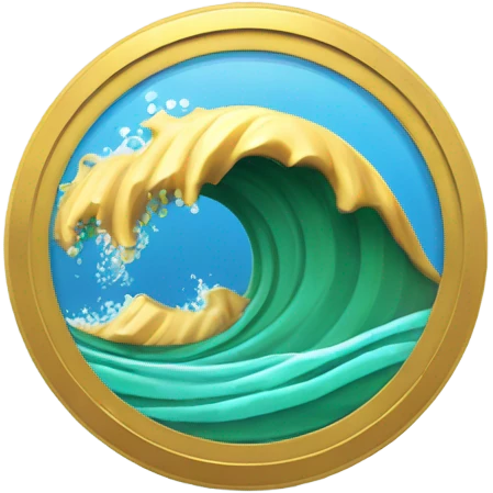 Ocean Bucks, like a wave on a coin emoji