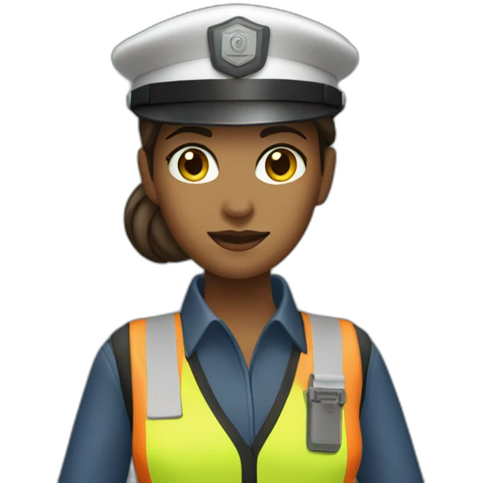 train driver woman with security vest emoji