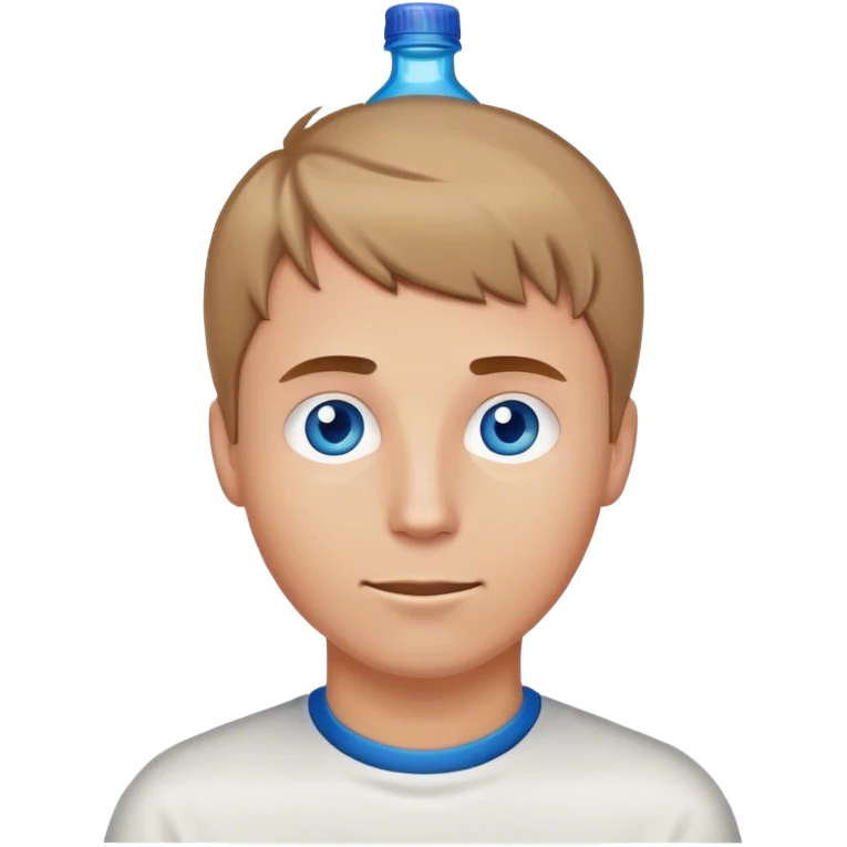 white guy light brown short hair blue eyes holding bottle cap on head emoji