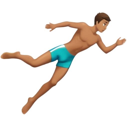 The background features rugged cliffs, clear blue water, and a bright sky, emphasizing the excitement and danger of the sport with a sense of freedom and adventure. A diver mid-air, plunging from a high cliff into the sparkling ocean below.  emoji