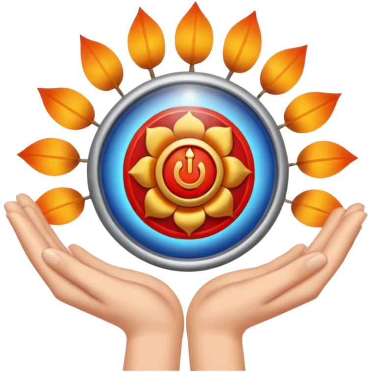 Make a emoji in which a finger taking sudarshan chakra emoji