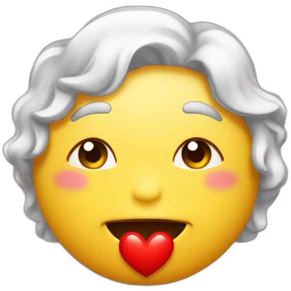 Emoji qui fait un bisou avec des cœur rouge au dessus emoji