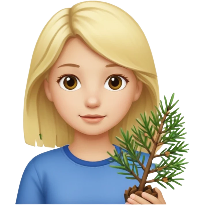 Blonde girl with small pines emoji