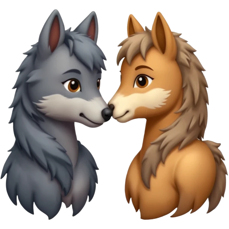 a wolf and a pony in love emoji