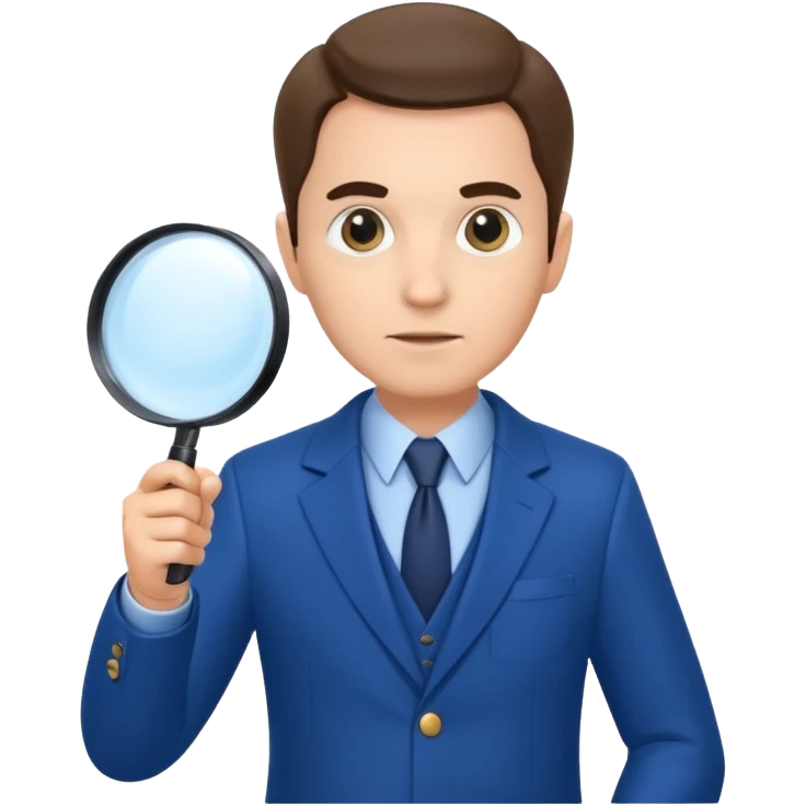 detective in blue suit with big mangifier in his hand emoji