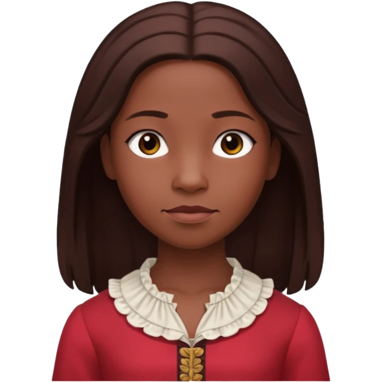 Patsey from 12 Years of Slave with dark brown hair, light red outfit emoji