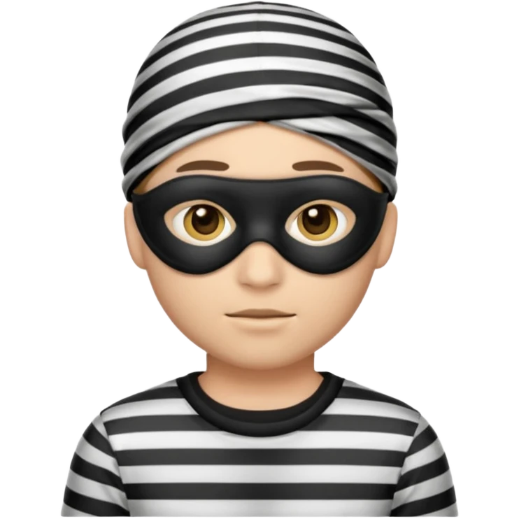 A 3 theif robber emoji,Stripped shirt,eye mask, black head. emoji