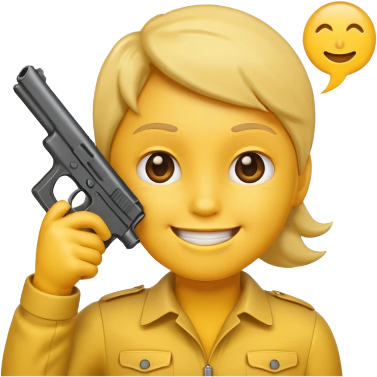 Create a smiling face emoji that’s holding a gun aimed to their forehead emoji