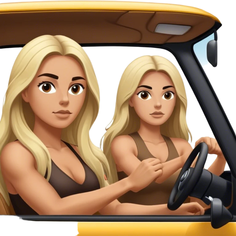Блондинка с длинными волосами и накачанный брюнет едут на Рено аркана emoji