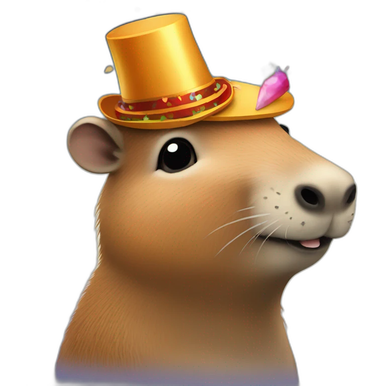 Capybara met feestmuts emoji
