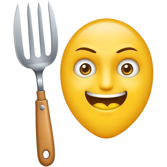 Un emoji jaune qui regarde avec des yeux de psychopathe et un couteau dans la main sans bouche emoji